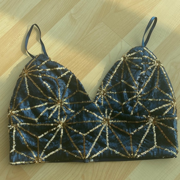 SEQUIN ZIPPER BACK BRALETTE - Picture 1 of 2
